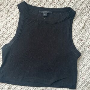 All Saints Black Ribbed Crop Top